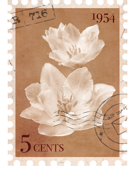 Floral vintage Postage Stamp with flowers